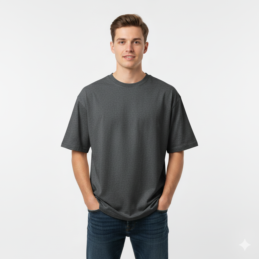 Unisex Heavyweight Oversized Tee - Melange Charcoal