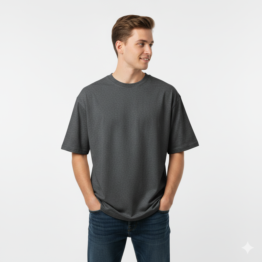 Unisex Heavyweight Oversized Tee - Melange Charcoal